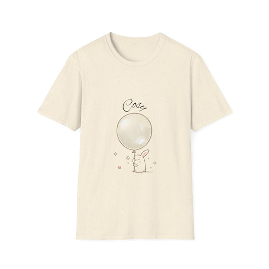 Cute Bunny Bubble T-Shirt — Pastel Rabbit with 'Cozy' Balloon Graphic