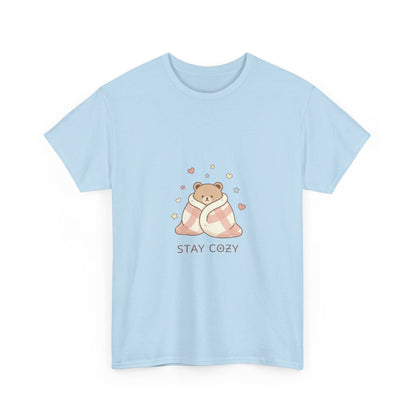 Stay Cozy Kawaii Bear T-Shirt — Minimalist Line Art Comfort Tee