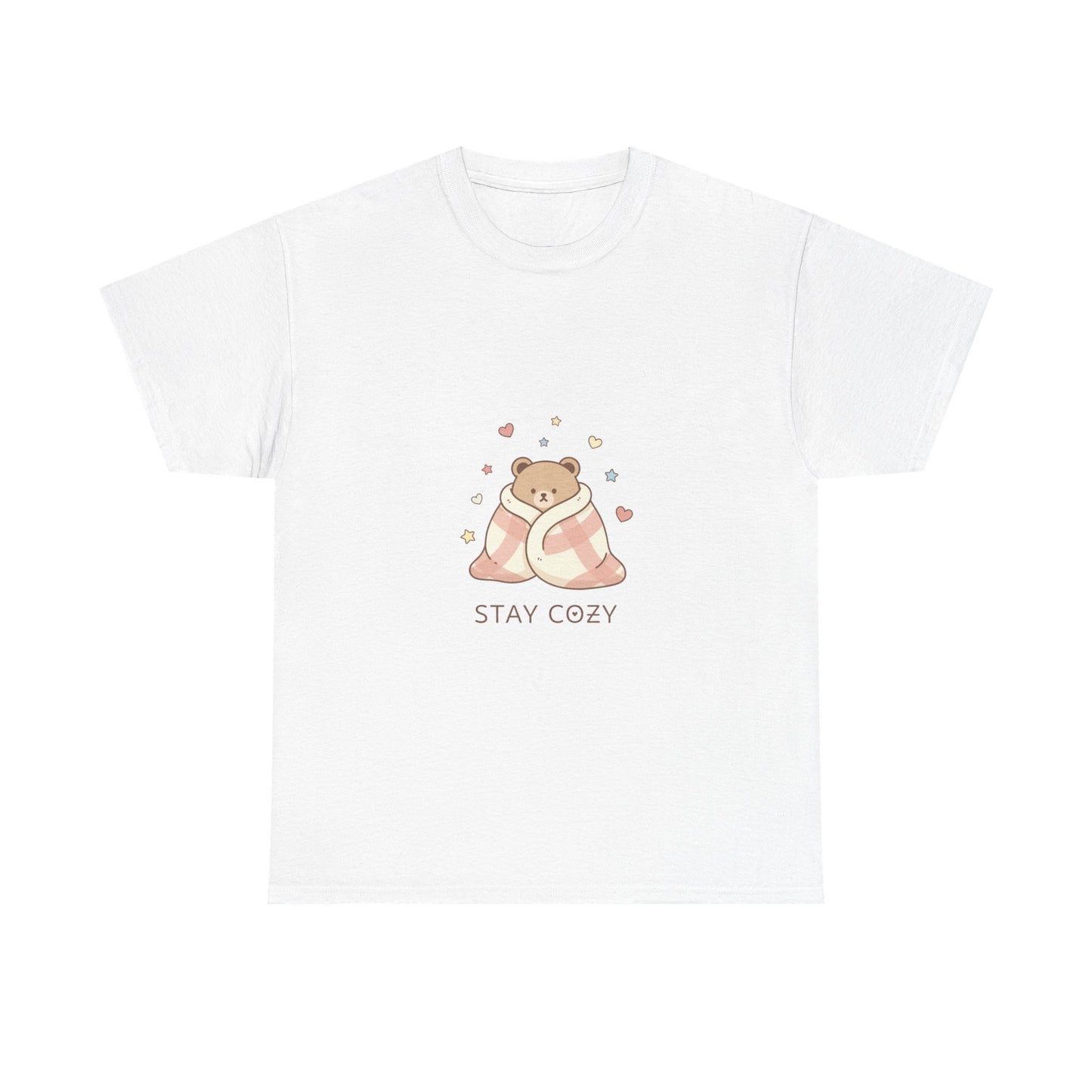 Stay Cozy Kawaii Bear T-Shirt — Minimalist Line Art Comfort Tee