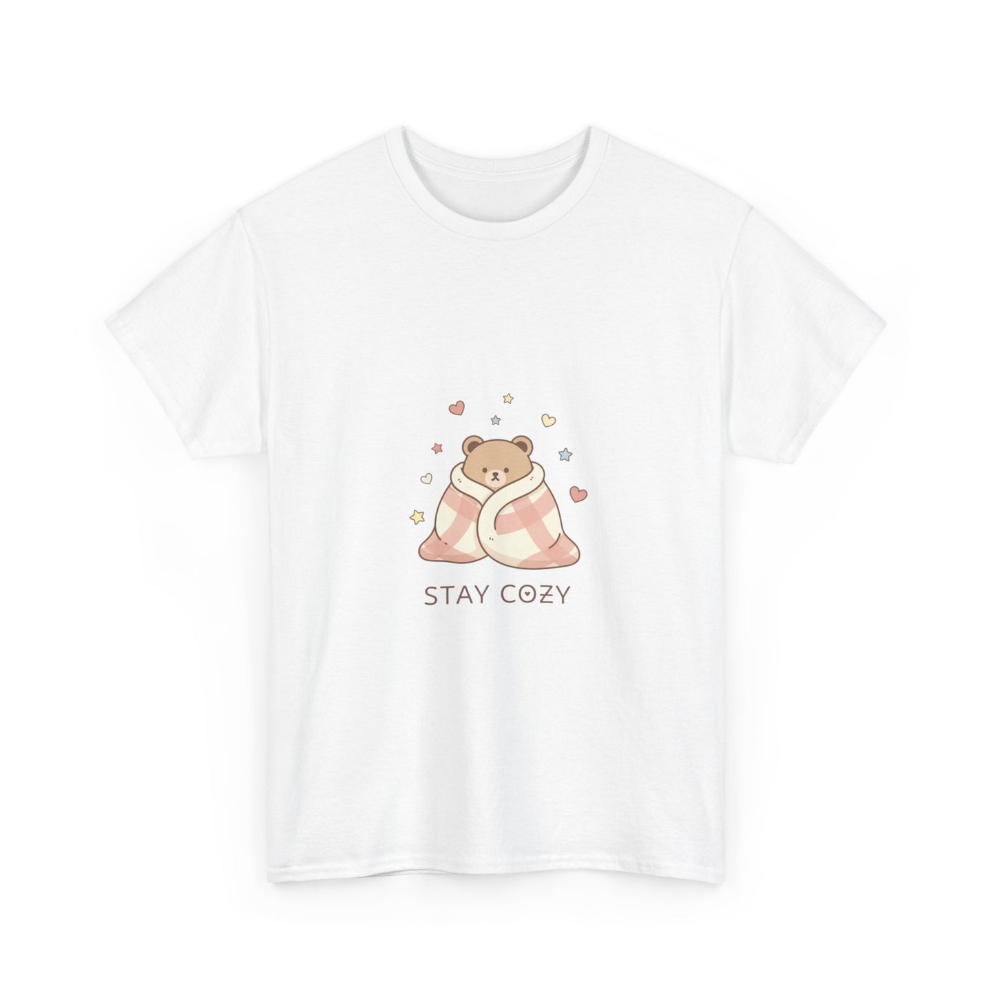 Stay Cozy Kawaii Bear T-Shirt — Minimalist Line Art Comfort Tee