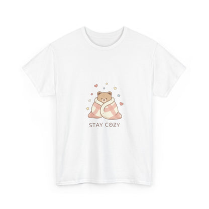 Stay Cozy Kawaii Bear T-Shirt — Minimalist Line Art Comfort Tee