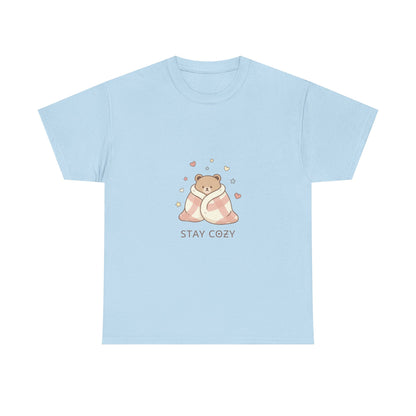 Stay Cozy Kawaii Bear T-Shirt — Minimalist Line Art Comfort Tee