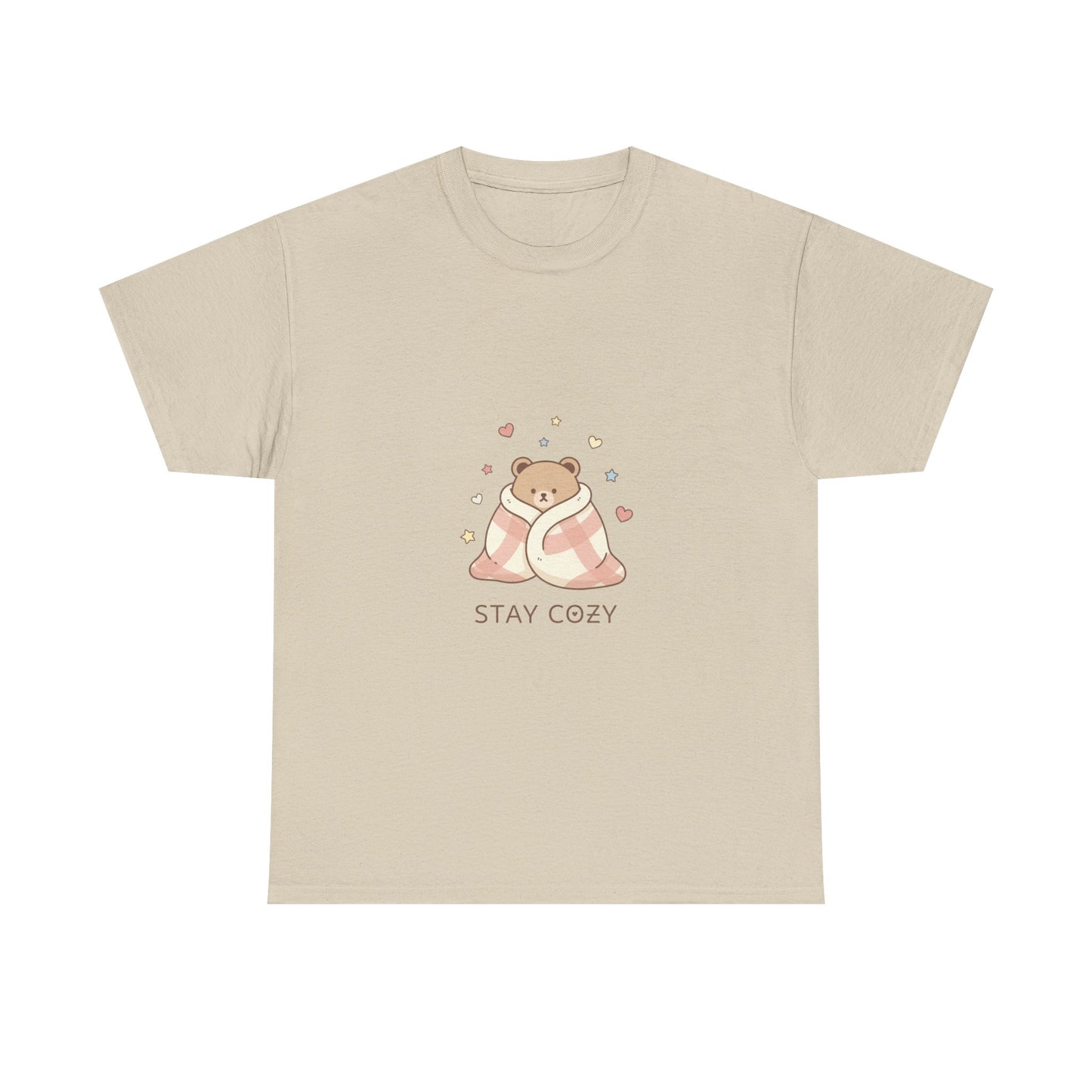 Stay Cozy Kawaii Bear T-Shirt — Minimalist Line Art Comfort Tee