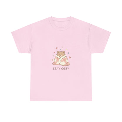 Stay Cozy Kawaii Bear T-Shirt — Minimalist Line Art Comfort Tee